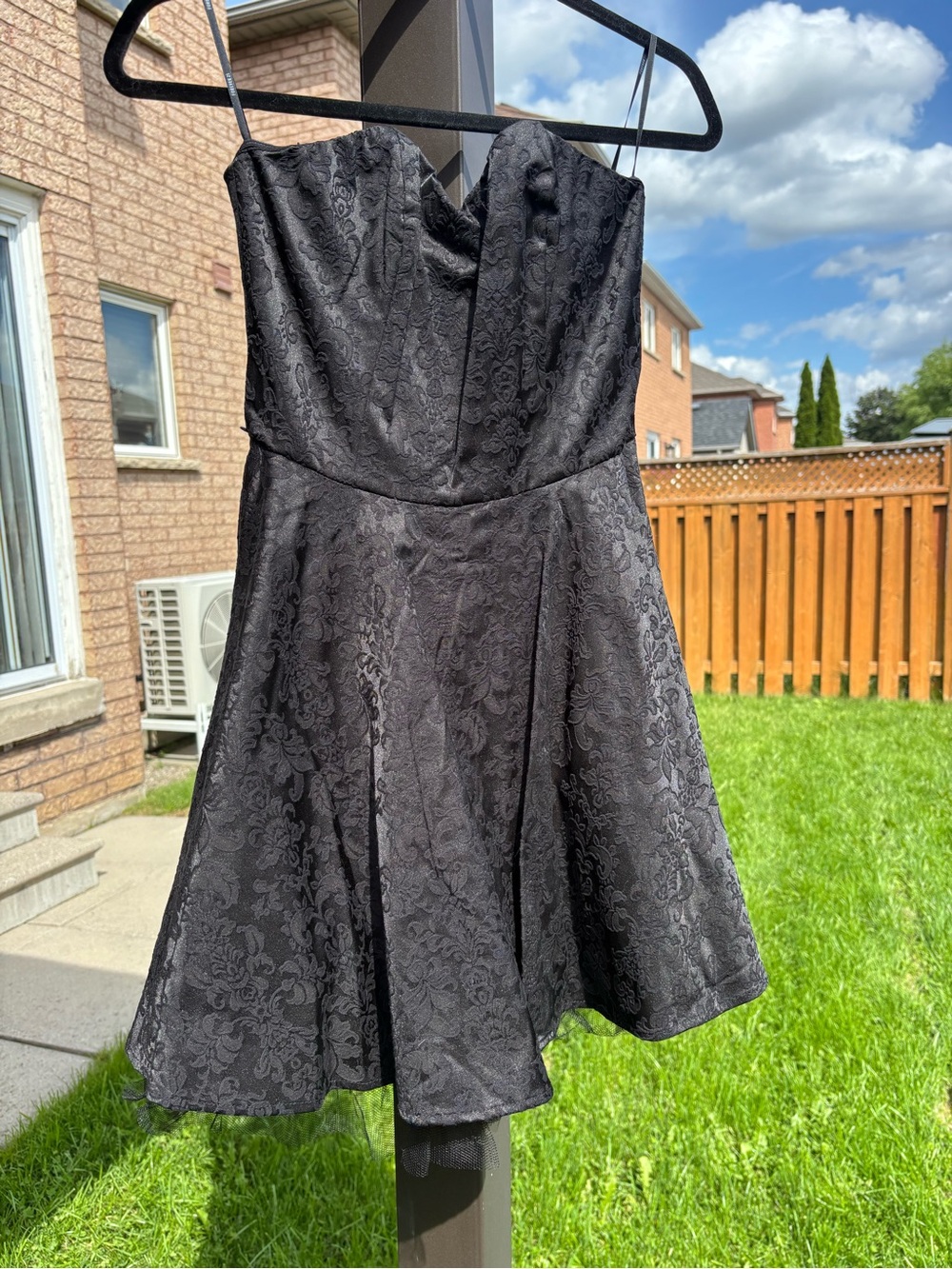 Forever 21 Black Strapless Floral Jacquard Fit & Flare Mini Dress